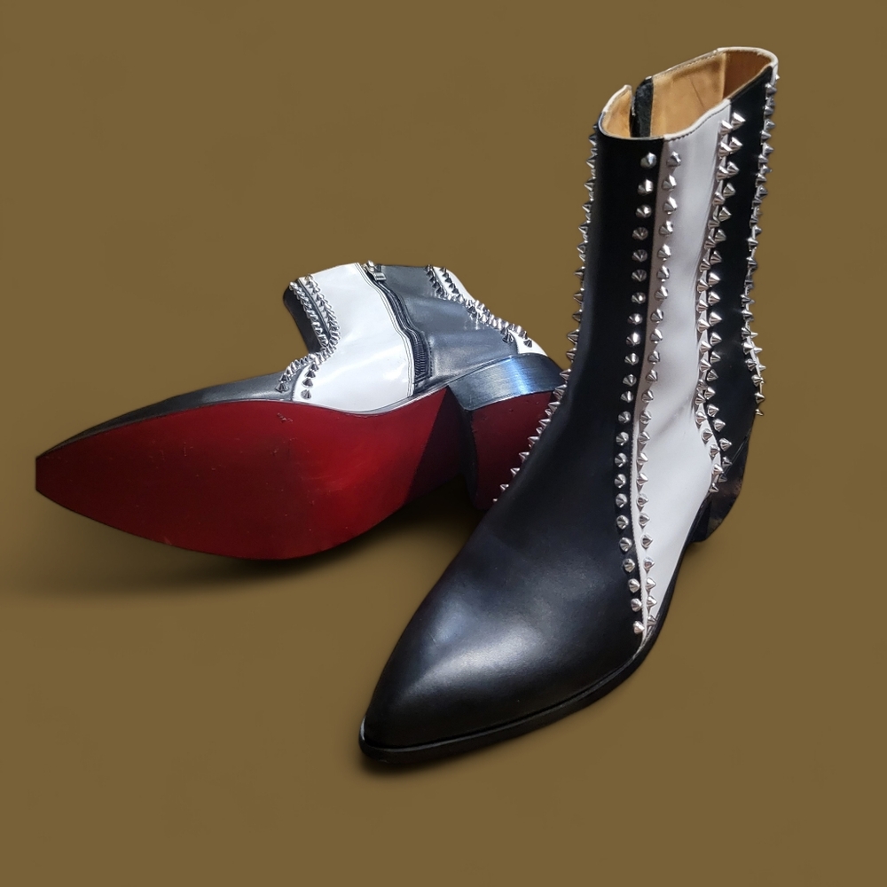 Christian Louboutin boots, size 44. Black and White.